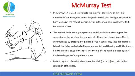 medial meniscus tear diagnostic test|mcmurray test positive means.